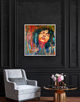 Premium limited edition signed giclee print Big Orange Three 1 of 50, hand-embellished canvas 70x70cm, Hahnemuhle cotton rag paper by Michael Sutherland Art at brixbailey.com