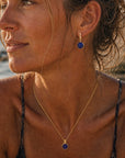 Charis Round Gemstone Earrings Lapis