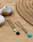 Classic Athena Kate Gemstone Rosary Chain Necklace Black Onyx