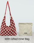 Hand-Made Knitted Cotton Crochet Bag - Eco-Friendly & Sustainable Fashion - 55cm Height, 33cm Handle Drop by Sook Stainable at brixbailey.com