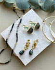 Milos Mixed Gemstone Beaded Necklace Black Onyx, Smoky Quartz & Labradorite