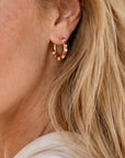 Ophelia Small Gemstone Hoops Smoky Quartz, Rose Quartz & Ruby