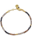 Mixed Gemstone Beaded Bracelet with Black Onyx Smoky Quartz and Labradorite