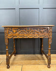 Antique Carved Oak Side Table with Drawer / Occasional Lamp Hall Table