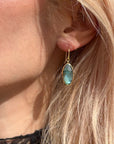 Oval Labradorite Drop Earrings in Gold