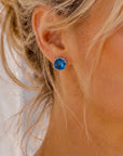 Iris Square Gemstone Studs Silver Iolite