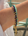 Milos Gemstone and Gold Bead Bracelet Lapis