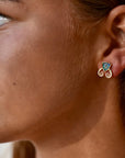 Trillion Doublet and Scroll Studs: Abalone with Crystal