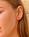 Odyssey Doublet Gold Stud Earrings: Mother of Pearl with Pink Crystal