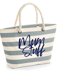 Stylish Nautical Beach Tote Bag with Striped Design, Premium Canvas, and Durable Jute Base by Flossie & George at brixbailey.com
