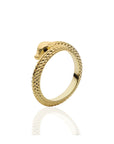 Medusa Gold Snake Ring : Black Spinel