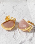 Athena Halfmoon Gemstone Earrings: Peach Moonstone