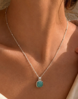 Tetra Square Gemstone Pendant Silver Amazonite