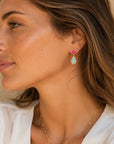 Iris Double Gemstone Drop Earrings with Fuchsia Onyx & Amazonite