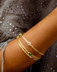 Simi Three Stone Stacking Bangle Rainbow Moonstone