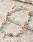Silver Sara Mixed Gemstone Nugget Bracelet Pariba Onyx, Labradorite & Moonstone