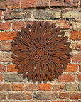 Large Rusty Metal Sunflower Garden Fence Decoration