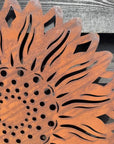 Large Rusty Metal Sunflower Garden Fence Decoration