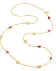 Penelope Multi-Stone Necklace: Fuchsia Onyx, Peach Moon stone & Red Jade