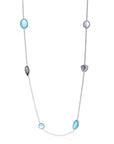 Penelope Multi-Stone Necklace Silver: Pariba Onyx, Labradorite & Moonstone