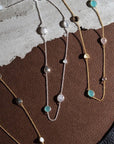 Penelope Multi-Stone Necklace: Pariba Onyx, Rose Quartz & Smoky Quartz