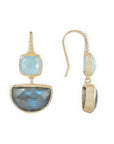 Charis Halfmoon Double Gemstone Earrings Pariba Onyx & Labradorite