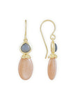 Persephone Double Gemstone Earrings Peach Moonstone & Labradorite