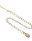 Persephone Double Gemstone Beaded Chain Necklace Peach Moonstone & Labradorite