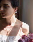 Persephone Double Gemstone Earrings Peach Moonstone & Labradorite