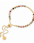 Athena Gem Beaded Adjustable Slider Bracelet Multi-tourmaline