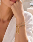 Athena Gem Beaded Adjustable Slider Bracelet Apatite