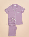 Women's Short Sleeve Pima Cotton Pyjama Set – Pale Purple