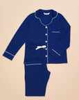 Women's Long Sleeve Pima Cotton Pyjama Set – Solid Blue