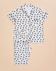 Women's Short Sleeve Pima Cotton Pyjama Set – Black & White Vicuña Print