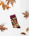 Autumn color swirl socks, premium stylish fashion socks for men, luxury cotton blend, best-selling statement socks by Body and I at brixbailey.com