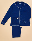 Men's Long Sleeve Pima Cotton Pyjama Set – Solid Blue