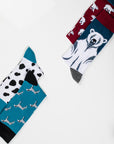 Luxury animal print mismatch socks, stylish blue fun mix and match multipack, premium cotton blend, trendy mens socks by Body and I at brixbailey.com