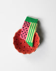 Spring-inspired watermelon socks, fun corn and watermelon designs, premium cotton blend for comfort, best-selling mens socks size 40-45 by Body and I at brixbailey.com