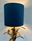 Navy velvet drum lampshade/ ceiling shade with a white lining