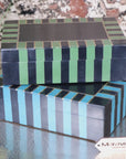 Panna Luxe resin jewelry box, premium geometric design, elegant blue or green, stylish modern storage for small jewelry by Maravi at brixbailey.com