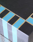 Panna Luxe resin jewelry box, premium luxury geometric design, stylish blue or green, handcrafted modern storage for small jewels by Maravi at brixbailey.com