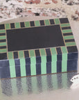 Panna Luxe resin jewelry box, premium handcrafted geometric design, elegant blue or green, stylish modern storage for small jewelry by Maravi at brixbailey.com