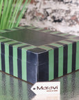 Panna Luxe resin jewelry box, luxury modern geometric design, premium blue or green, stylish storage for small jewelry, handcrafted elegant home decor by Maravi at brixbailey.com