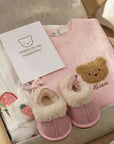 The Cozy Pink Boucle Baby Bear & Strawberry Personalised Gift Box