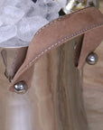 Luxury Navin champagne ice bucket, double wall aluminum, sleek silver finish, premium leather handles, elegant round design by Maravi at brixbailey.com