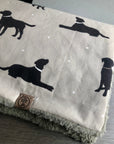 Walter Dog Blanket | Luxury Handmade Reversible Sherpa Fleece | Elegant Dog Print Pet Throw UK