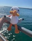 Cheeky Crochet Seagull Plush Toy with Chip – Handmade Amigurumi Bird for Coastal Gifts & Nursery Decor