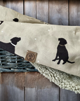 Walter Dog Blanket | Luxury Handmade Reversible Sherpa Fleece | Elegant Dog Print Pet Throw UK