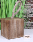 Rustic charm Mori wooden door stop, premium solid mango wood with natural grain, durable rope handle, minimalist stylish home decor by Maravi at brixbailey.com