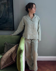 Bolney Eucalyptus Wide Leg Linen Pyjamas